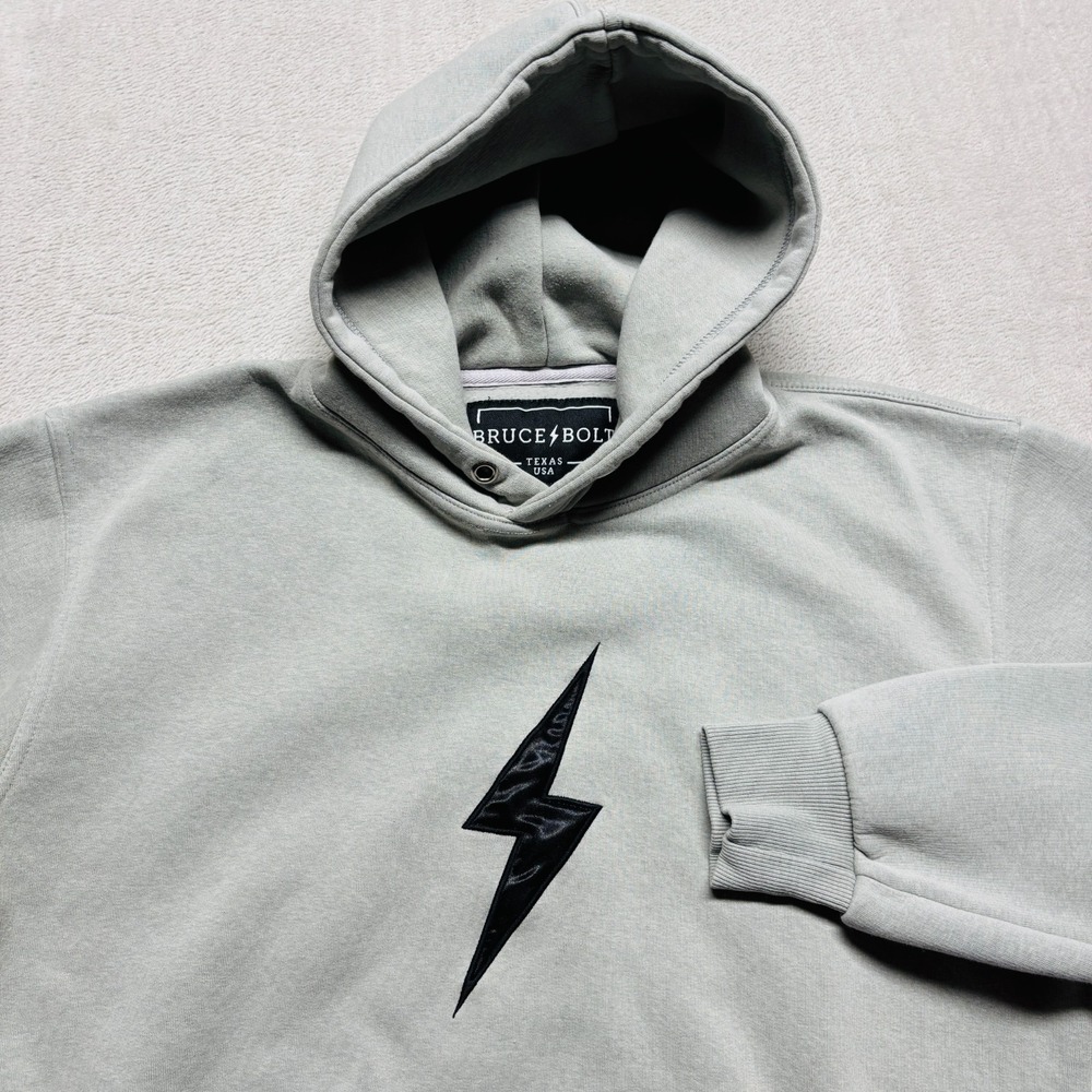 Bruce Bolt Hoodie Mens L Gym Lightening Baseball Pullover‎ USA Gray READ